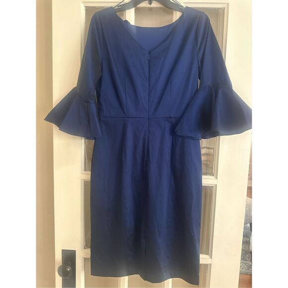 Alex Evenings Womens Side Ruched Midi Sheath Dress navy blue size 6 - Picture 8 of 10